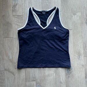 Ralph Lauren Navy V-Neck Racerback Tank Large